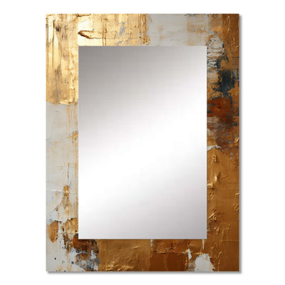Vintage Gold Togetherness II - Abstract Painting Decorative Wall Mirror, Gold Mirror, Printed Metal Art