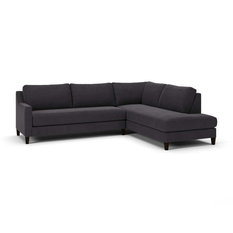 Baker 2-PC Upholstered Sectional, Bella Gunmetal, Right Hand Facing