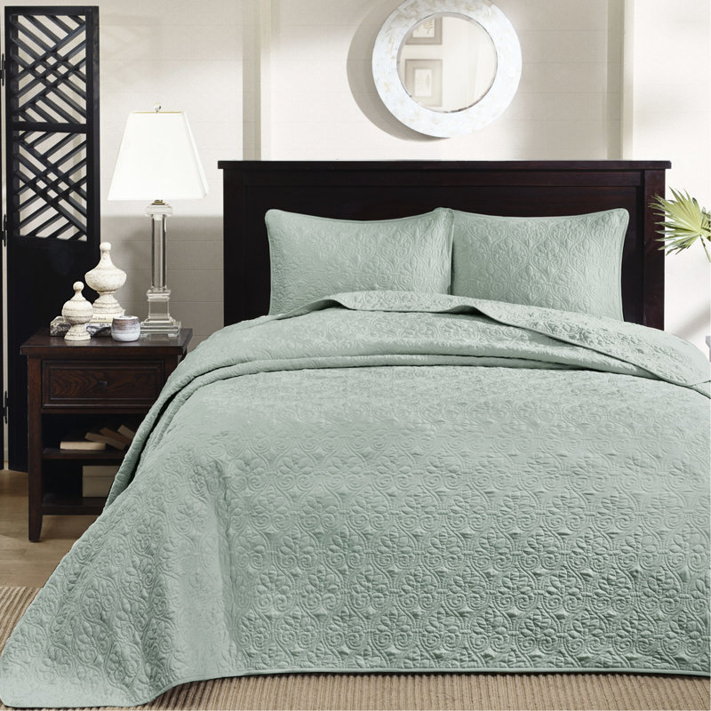 Couvre-lit - Rembourrage en coton prélavé pour un sommeil réparateur matelassé Un look attrayant comprend 2 taies décoratives
