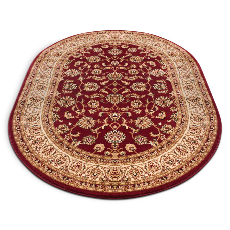 Belliere Sarouk Red Traditional Rug, Oval 5'3" x 6'10"