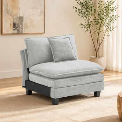 Hodson 32" Wide Modern Deep Seat Modular Accent Chair, Upholstered Single Armless Sofa Chair With Pillow