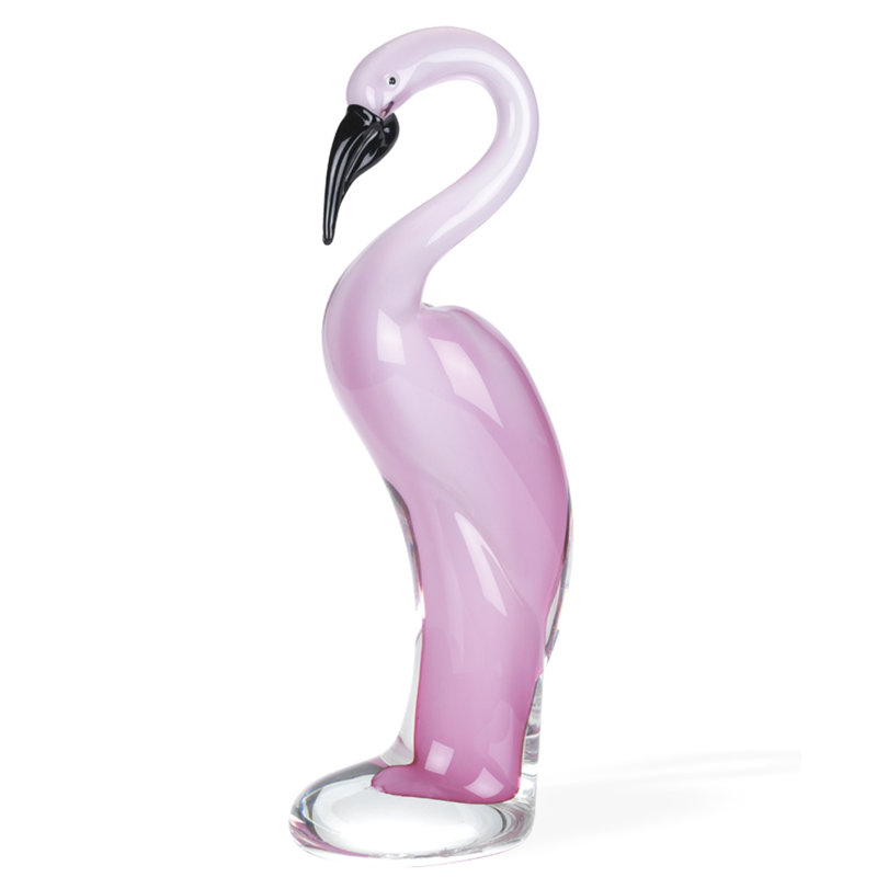 Sculpture de table flamant rose en verre de Murano 15 po Algernard