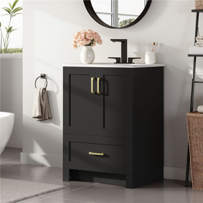 Modern Freestanding Bathroom Vanity with Ceramic Basin