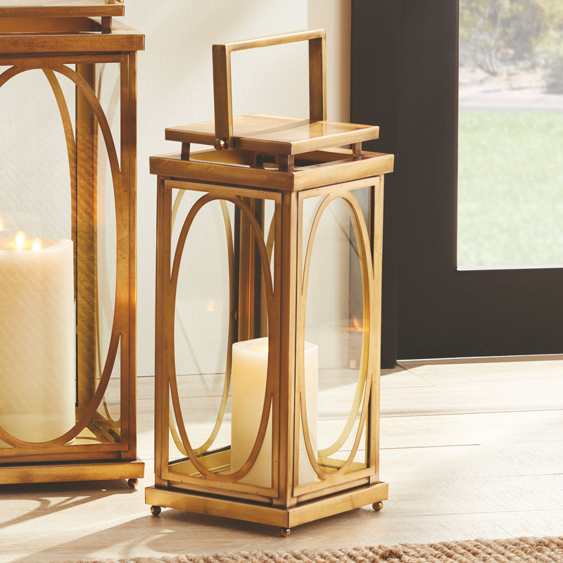 Jace Lantern, Gold, 18" H x 8" W x 8" D