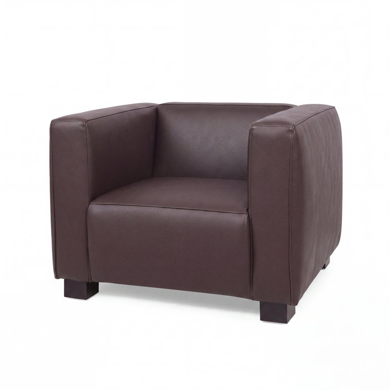 Fauteuil club Suheil, Simili cuir brun foncé