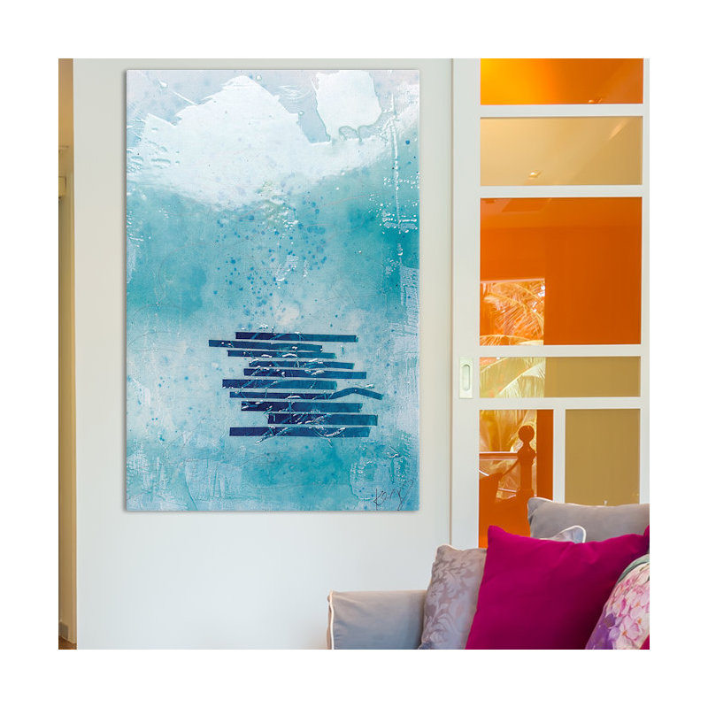 « water », art mural sur toile tendue, H 12 po x l 8 po x P 0,75 po
