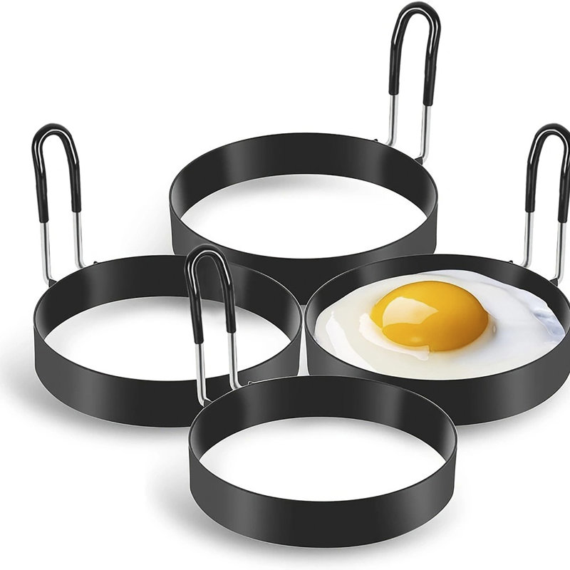 Ensemble de 4 anneaux à œufs antiadhésifs de 3 po, moules à crêpes et à crêpes