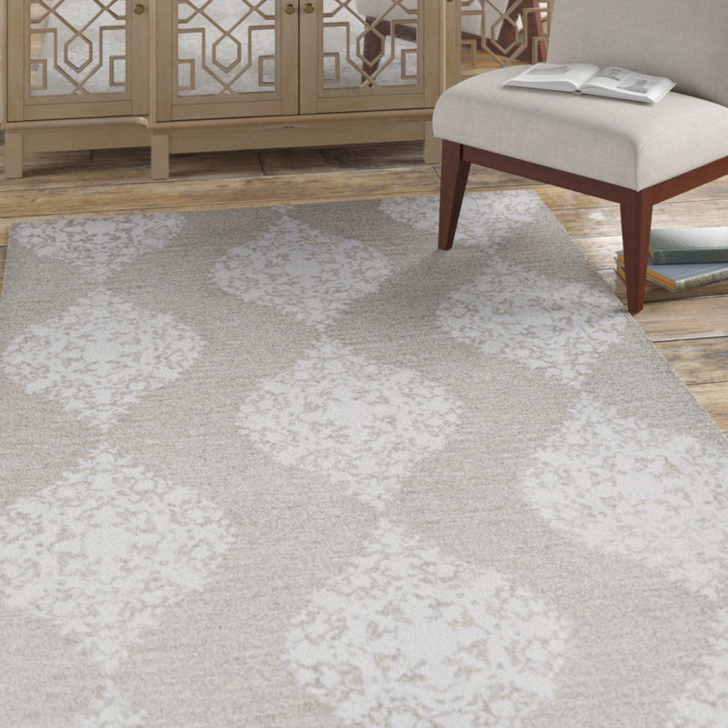 Tapis gris / ivoire Calabro Ornament, Rectangle 5 pi x 8 pi