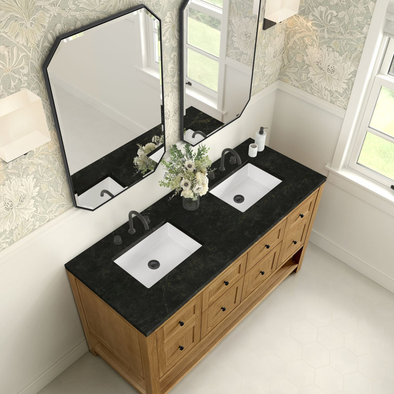 Breckenridge 60 in. Double Vanity, Light Natural Oak, Phantome Eclos, Widespread