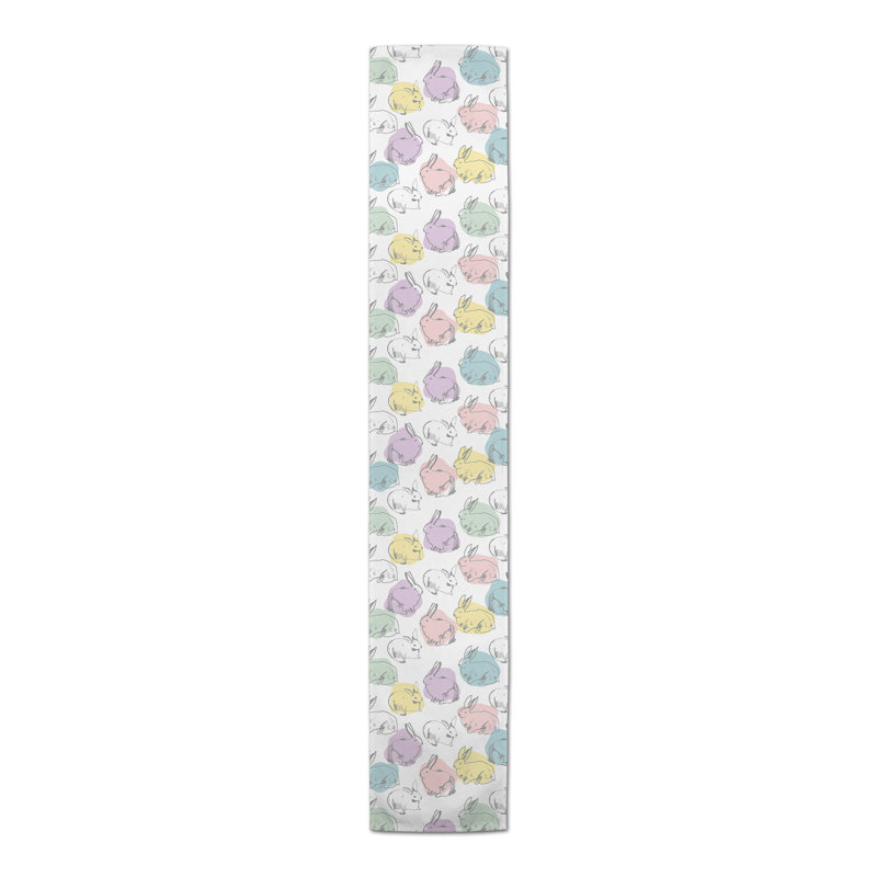 Plateau de table à motif de lapin coloré, L 90 po x l 16 po