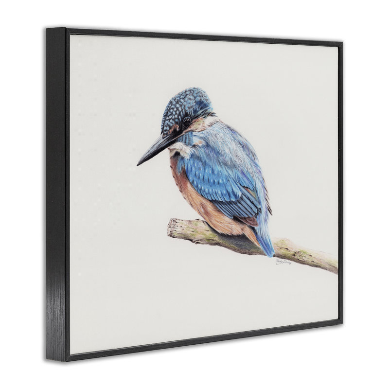 Martin-pêcheur vibrant sur une branche, estampe numérique, conception par Cady, H 11 po x l 14 po