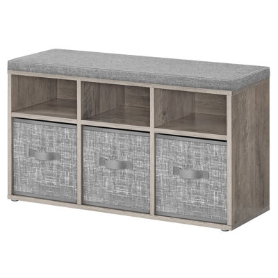Shoe Storage Bench With 6 Compartments And 3 Adjustable Shelves