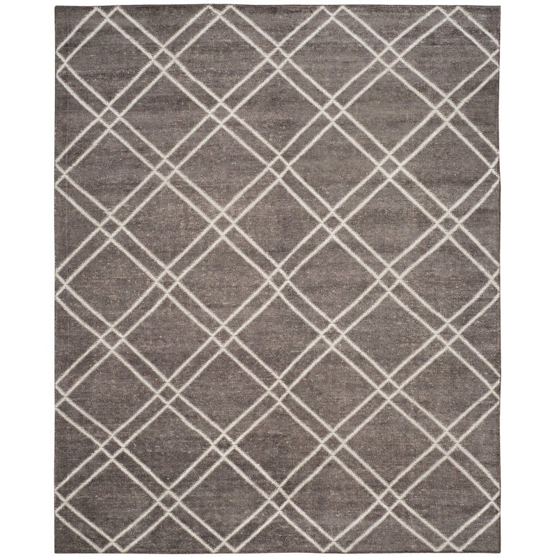 Tapis gris foncé en bambou / coton noué à la main Bradenton Stone Wash, Rectangle 8 pi x 10 pi