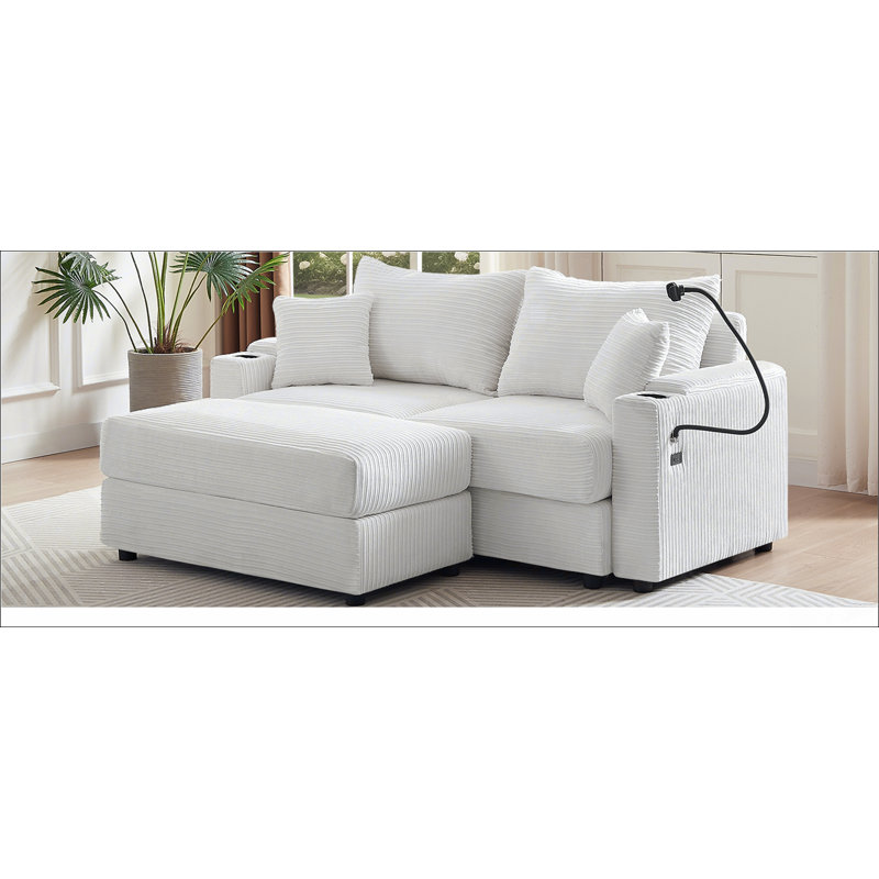 Canapé modulaire avec causeuse 72,8 "avec espace de rangement et repose-pieds mobile