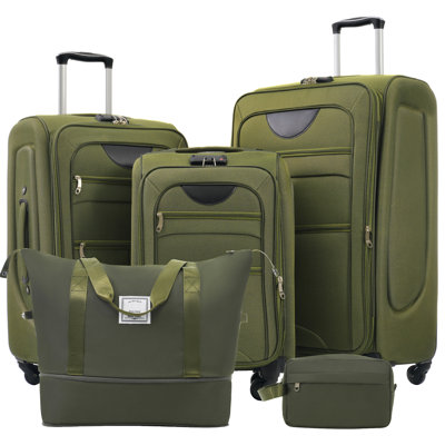 Softside Luggage Expandable 3 Piece Set Suitcase with Duffel Bag Upright Spinner Softshell Lightweight Luggage Travel Set-22/26/30 IN