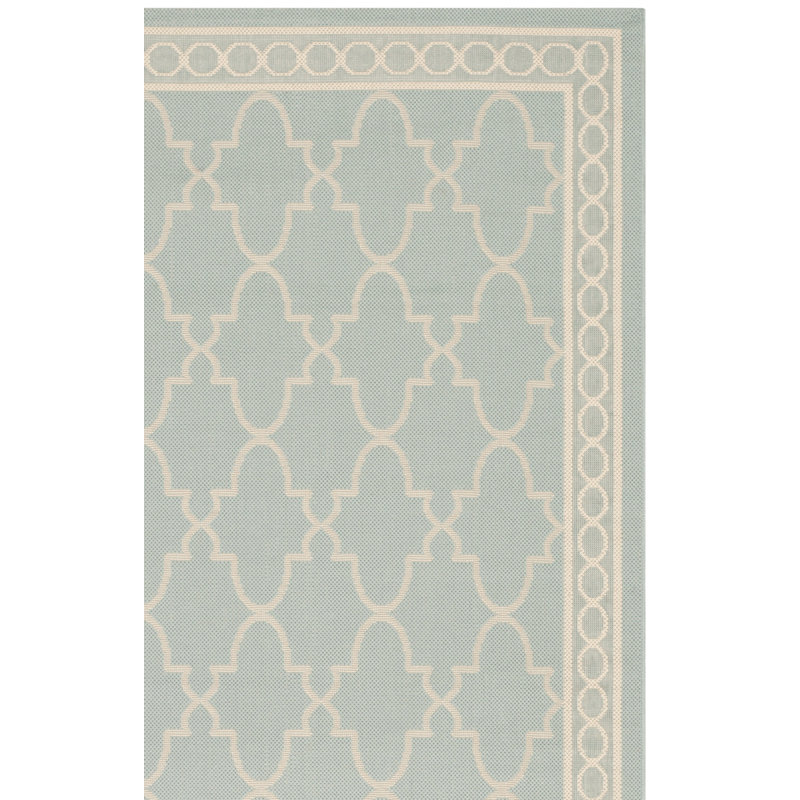 Welby Aqua/Beige Outdoor Rug, Rectangle 5'3" x 7'7"