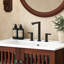 Meuble-lavabo de salle de bain rétro 30 po avec lavabo en céramique, meuble-lavabo moderne avec 2 portes à fermeture en douceur (conception de clôture) et grand espace de rangement, équipé de 4 pieds en fer robustes