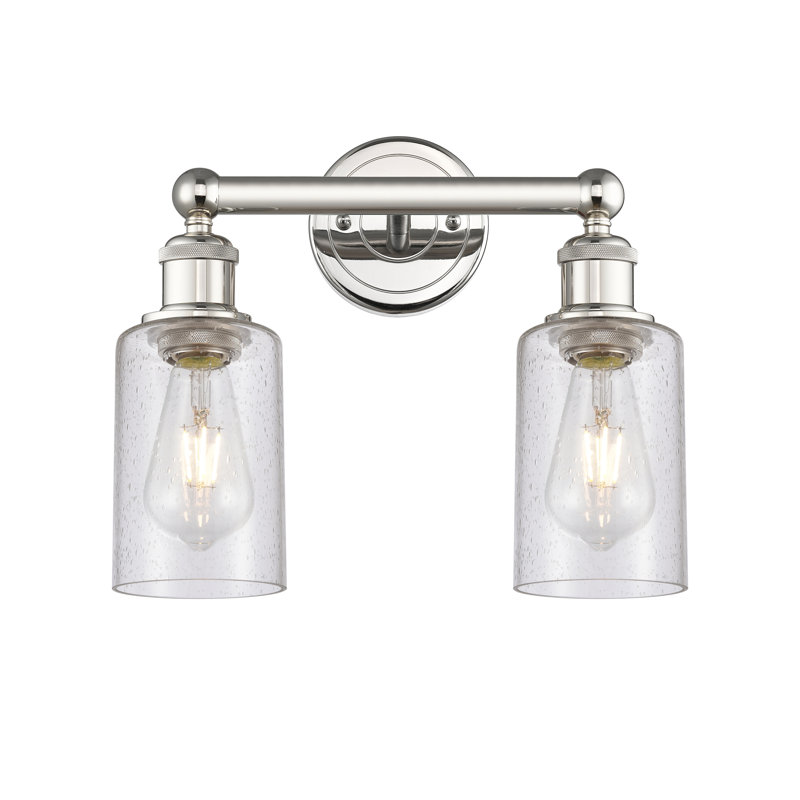 Éclairage pour meuble-lavabo à 2 lumières 12,875 pouces Caldello, Nickel poli, Bullé