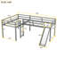 Lit mezzanine simple en L avec glissade et échelle, lit superposé pour enfant peu encombrant avec garde-corps