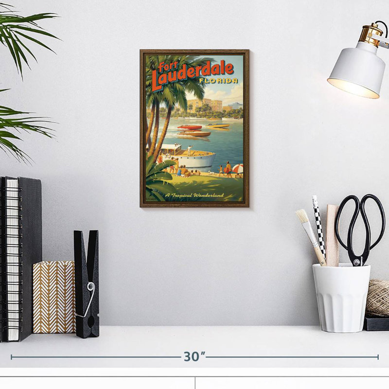 Fort Lauderdale, Floride, 9 po x 13 po, Cadre flottant noyer