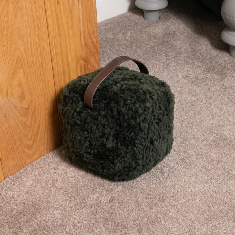Chocolate Sheepskin Doorstop, Green