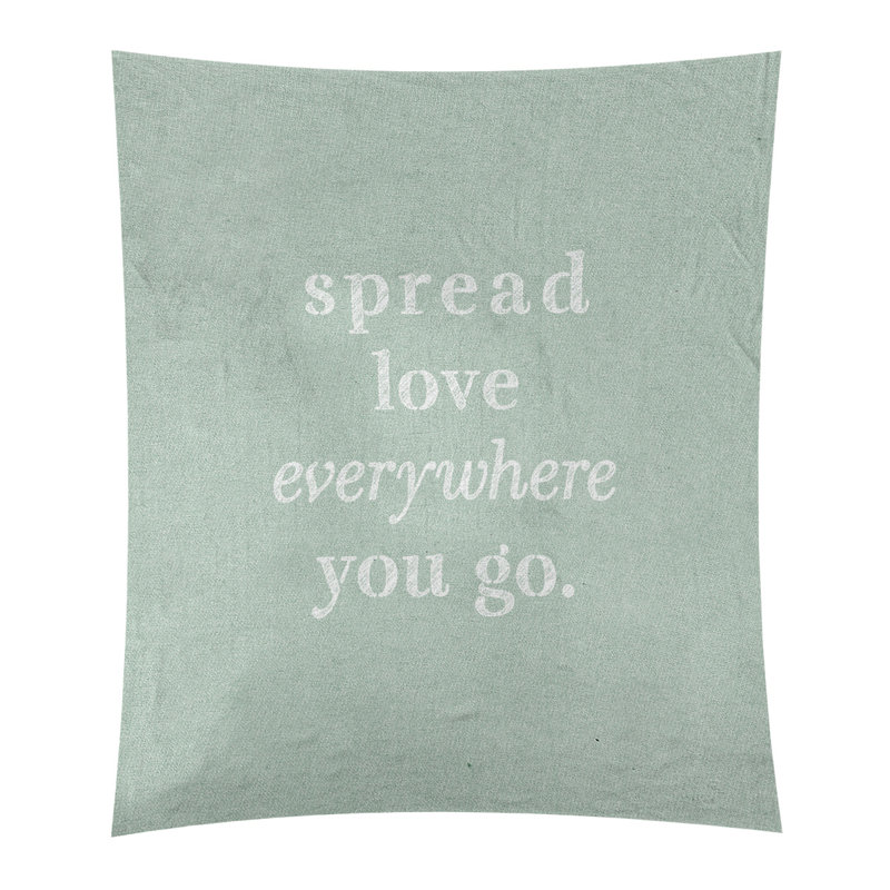 Tapisserie de polyester à l’quoted love quot, H 27,5 po x l 37,5 po, Vert / blanc