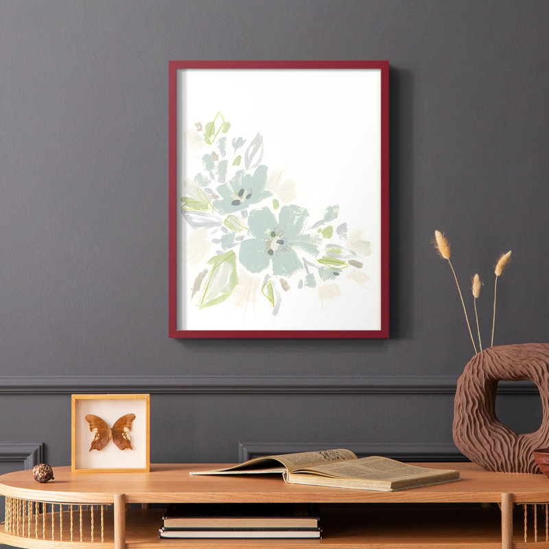 «Seafoam Petals I», reproduction encadrée - bois massif, H 10 po x l 8 po, Rouge