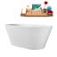 59" Streamline Soaking Glossy White Freestanding Tub and Tray With Internal Drain-101413290