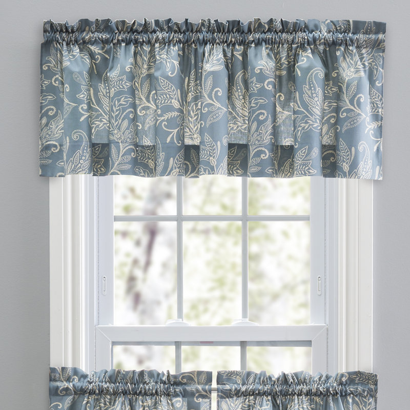 Sanita Cotton Floral Tailored Window Valance, Blue