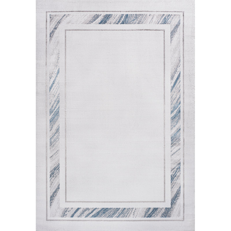 Tapis argenté / bleu Maythel, Rectangle 7 pi 9 po x 10 pi