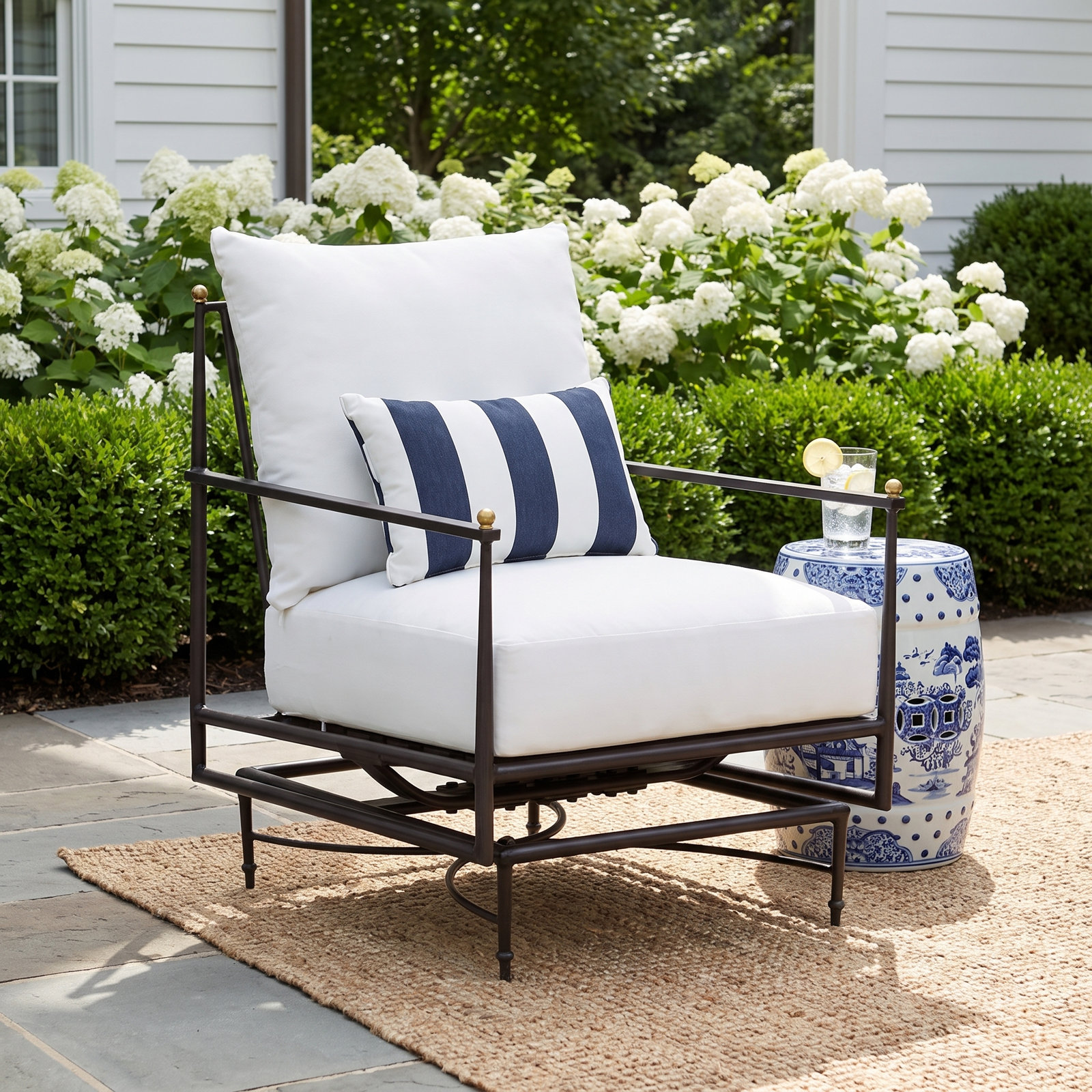 Roma Sunbrella® Patio Lounge Chair, Welt, Dream, Linen Dove