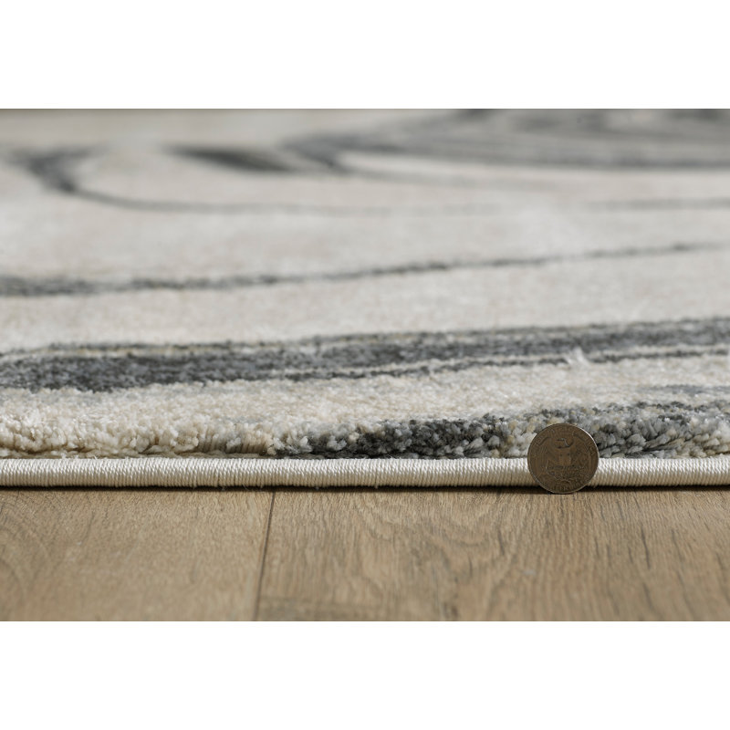 Tapis en polypropylène crocheté à la main Hue, Tapis de couloir 2 pi 2 po x 7 pi 6 po, Ivoire ivoire