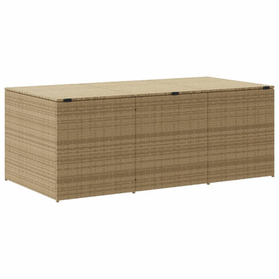 Water Resistant Poly Rattan Deck Box in Beige