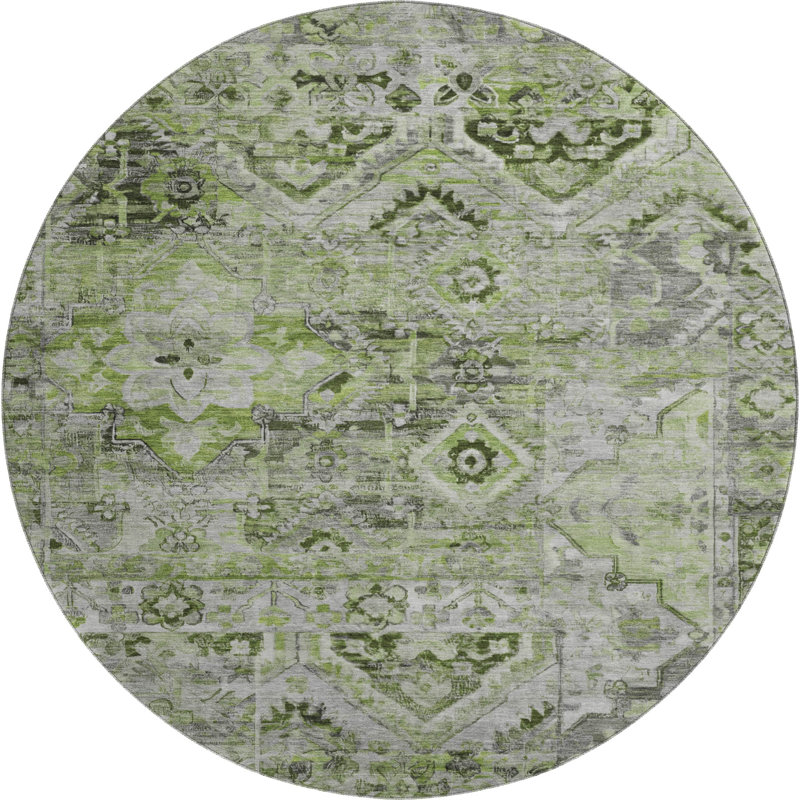 Premium Machine Washable Varasteh AMF1664 Global Rug, Round 8'