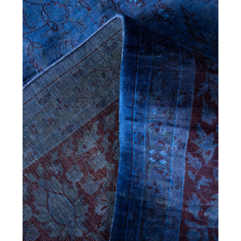 Overdyed Hand-Knotted Wool Modern-Contemporary Purple Area Rug 9' 10" x 13' 1"