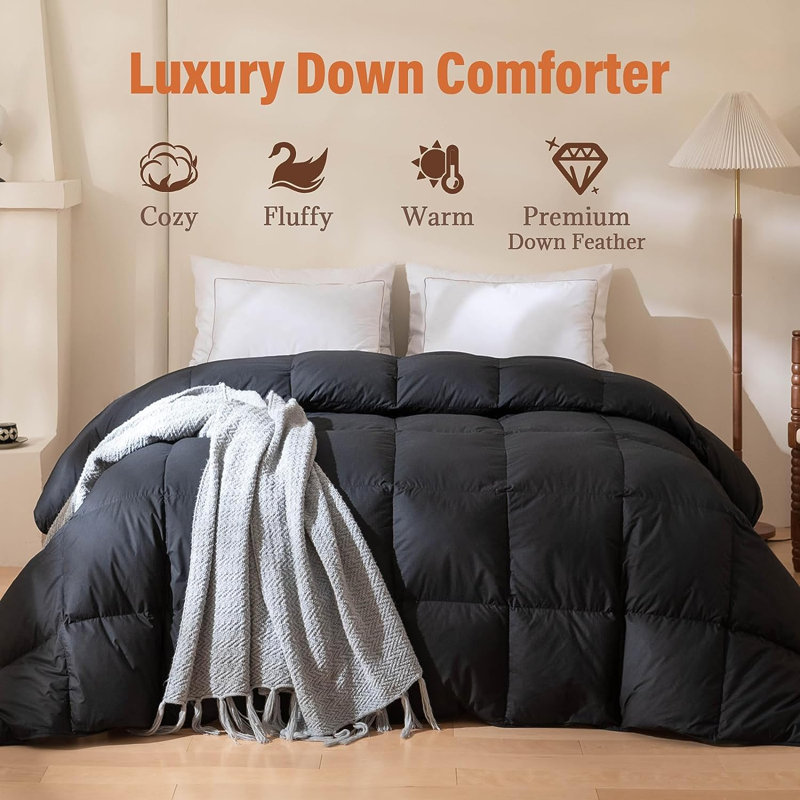  Housse et couette 100% coton, Housse de couette pour grand lit, Noir
