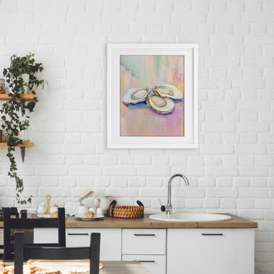 «Pastel Oysters Harmony», impression sous verre encadrée, design par The Prints Vibe