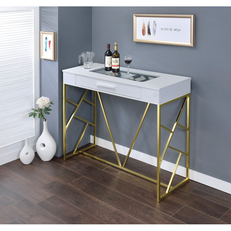 Lade Counter Height Wine Storage Table, Chrome/Black, 18" W x 47"