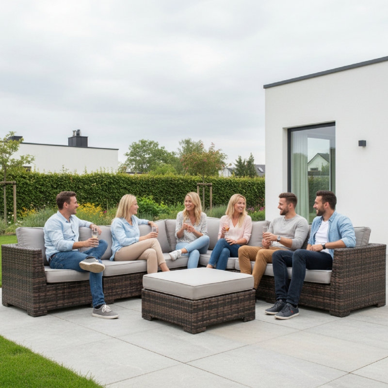 Canapé modulaire réversible en osier de 122 po entièrement assemblé pour terrasse extérieure