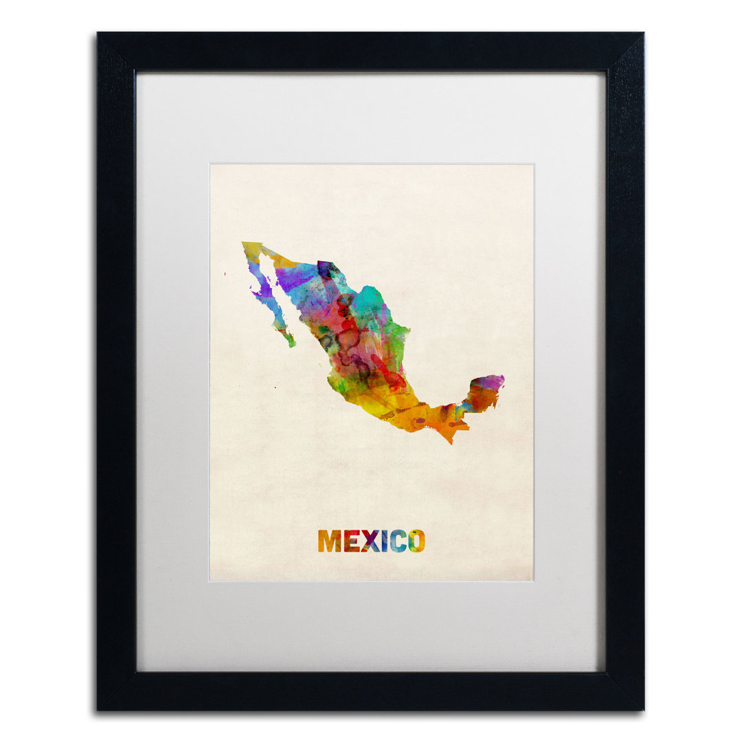 " Mexico Watercolor Map " by Michael Tompsett Trinx Mat 