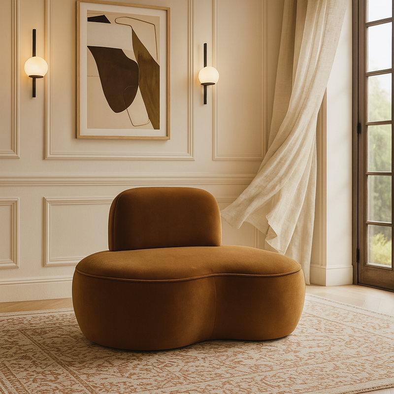 Chaise rembourrée en velours Swerve, Velours selle