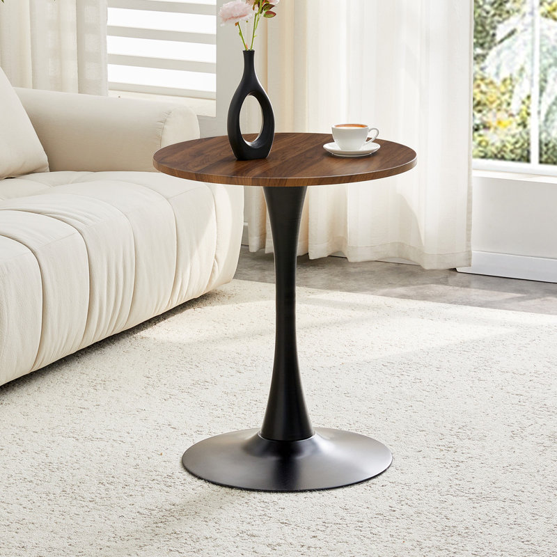Table de salle à manger ronde, table tulipe circulaire avec plateau de table épaissi et piédestal en métal, table bistro moderne Mid-Century pour la cuisine, les petits espaces, le salon, le café