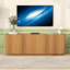 Meuble télé avec portes cannelées, tablettes réglables, trous pour câbles et armoire à bord courbé-565517402