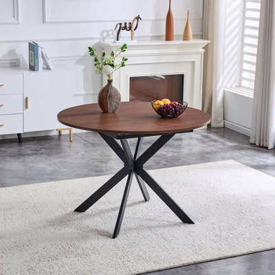 Table de salle à manger extensible ronde (43 po à 54 po) - Table de salle à manger compacte avec pieds en métal robustes, pour petit appartement / salon, table de salle à manger multifonctionnelle de 4 à 6 places