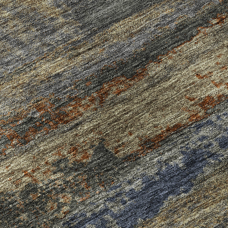 Premium Machine Washable Prisco Graphite Rug, Rectangle 2'6" x 3'10"