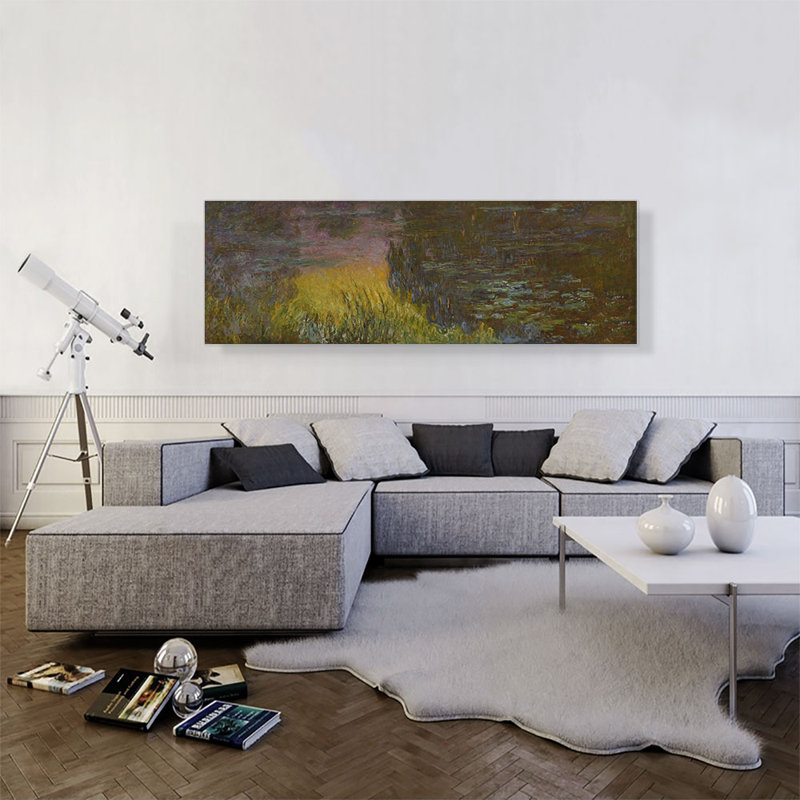 "Les Nymphéas couchant au soleil" par Claude Monet - reproduction d'art sur toile panoramique, H 20 po x l 60 po x P 1,5 po