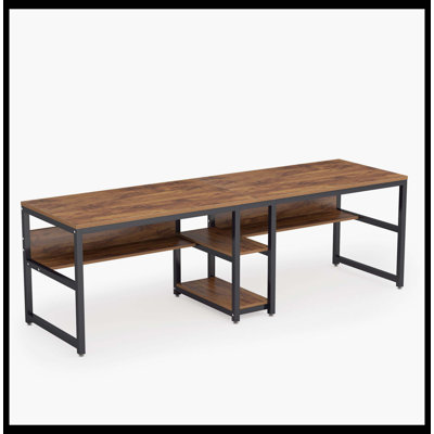 Bureau 78,7 "pour deux personnes, bureau double pour ordinateur avec bibliothèque