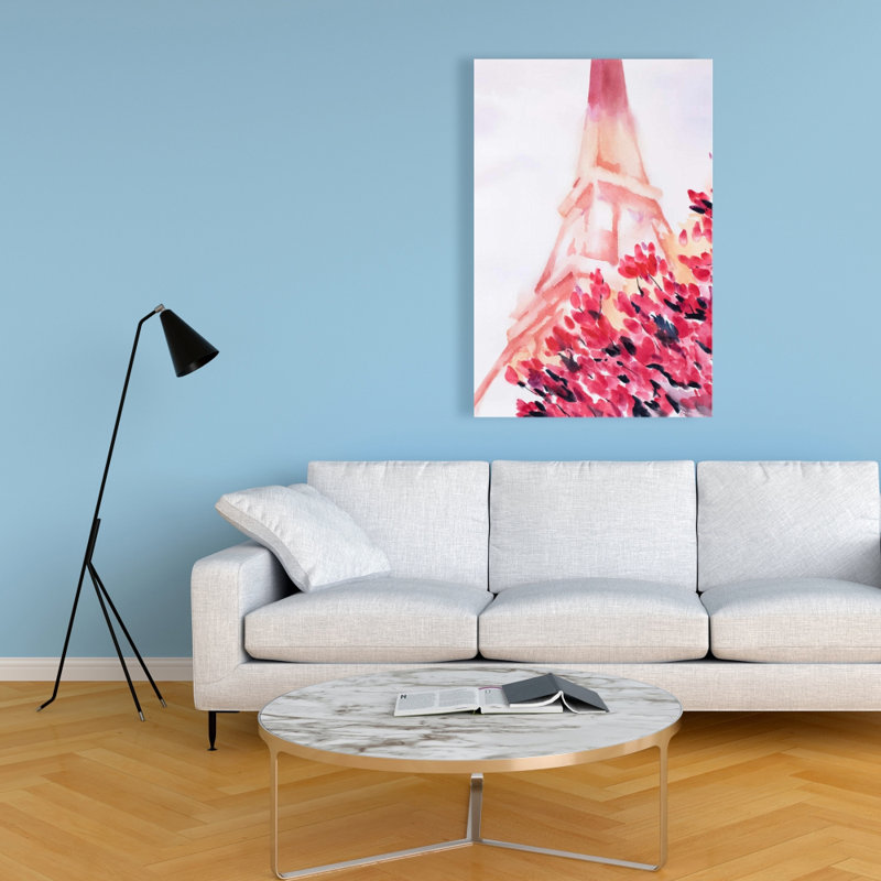 Pink Eiffel Tower - Seasons Flowers Canvas Home Decor Art