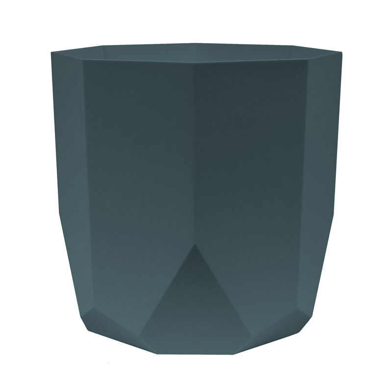 Tuxton Geometric Plastic Indoor/Outdoor Planter, 8.13" x 8.25" x 8.25", Blue/Green