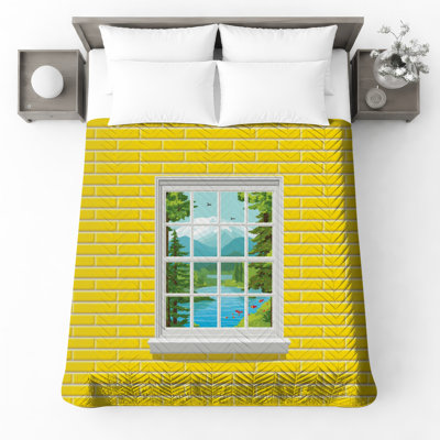 Couvre-lit matelassé pour fenêtre en brique jaune toutes tailles